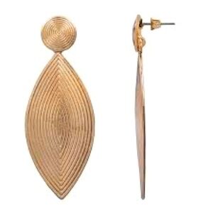 Sonoma Goods For Life, Gold Tone Marquis Textured Drop Earrings